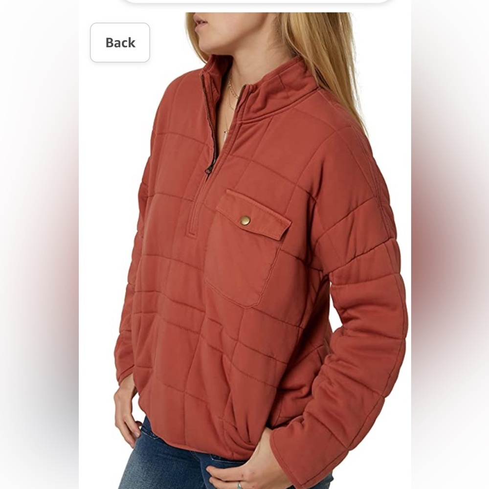 NWT O’neill quilted half zip pullover
